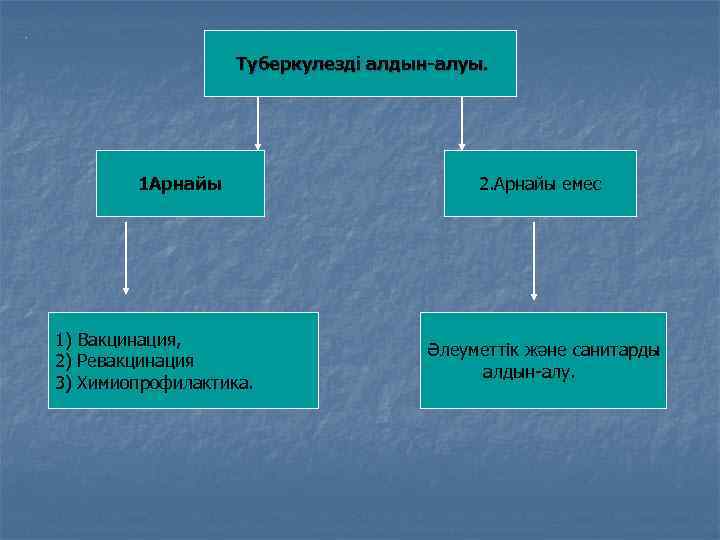 . Туберкулезді алдын-алуы. 1 Арнайы 1) Вакцинация, 2) Ревакцинация 3) Химиопрофилактика. 2. Арнайы емес