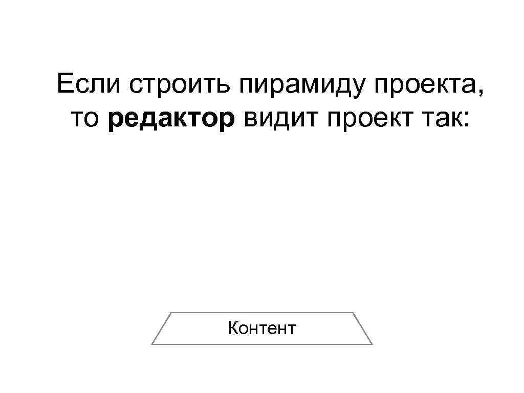 Если строить пирамиду проекта, то редактор видит проект так: Контент 