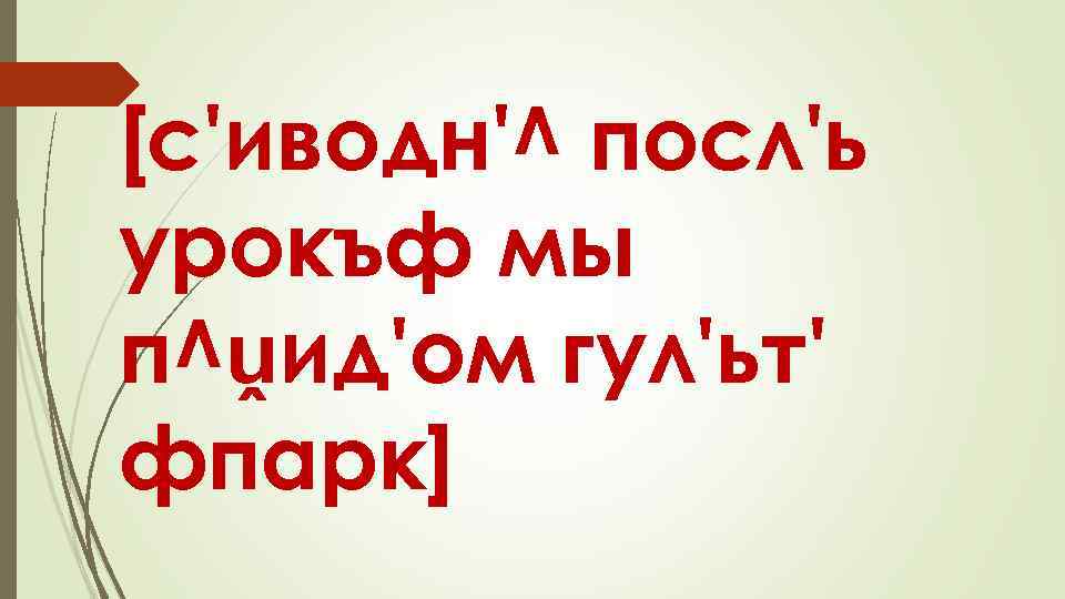[с'иводн'^ посл'ь урокъф мы п^ṷид'ом гул'ьт' фпарк] 