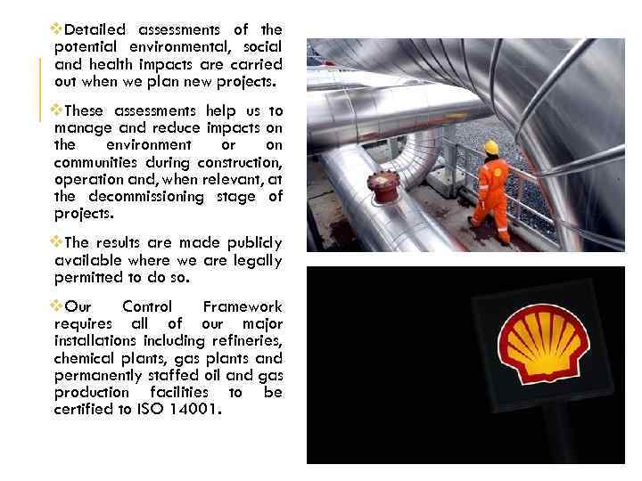 v. Detailed assessments of the potential environmental, social and health impacts are carried out