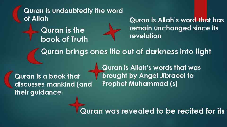 Quran is undoubtedly the word of Allah Quran is the book of Truth Quran