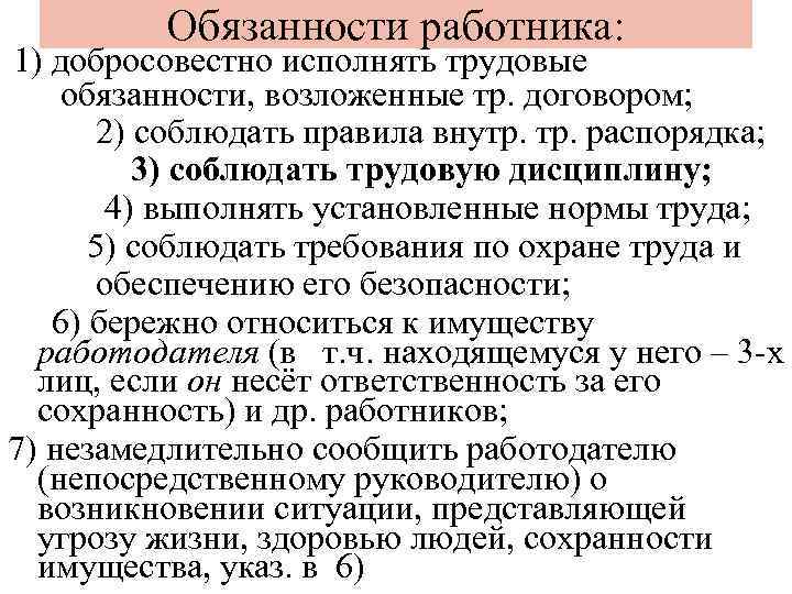 Трудовые обязанности