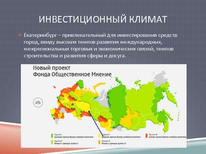 ИНВЕСТИЦИОННЫЙ КЛИМАТ Екатеринбург – привлекательный для инвестирования средств город, ввиду высоких темпов развития международных,