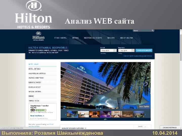 Анализ WEB сайта Выполнила: Розалия Шайхымежденова 10. 04. 2014 