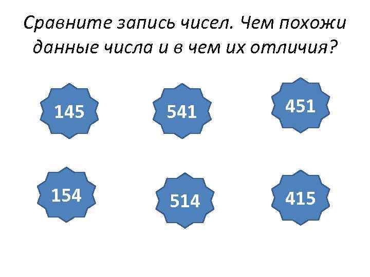 Сравните запись чисел. Чем похожи данные числа и в чем их отличия? 145 541