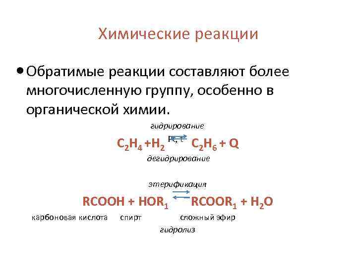 Уравнение экзотермической реакции