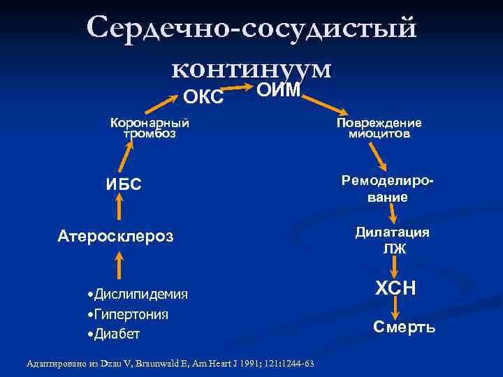 Сердечно-сосудистый континуум ОКС ОИМ Коронарный тромбоз ИБС Атеросклероз Факторы риска • Дислипидемия • Гипертония