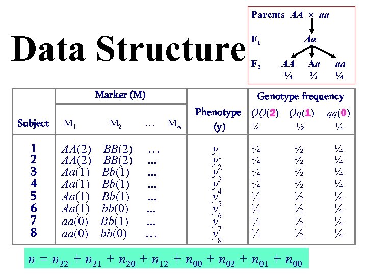 Parents AA aa Data Structure Marker (M) Subject 1 2 3 4 5 6