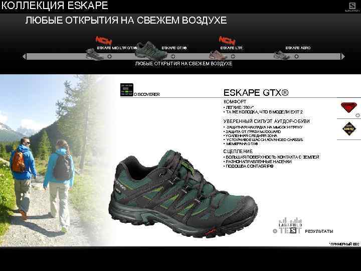 КОЛЛЕКЦИЯ ESKAPE ЛЮБЫЕ ОТКРЫТИЯ НА СВЕЖЕМ ВОЗДУХЕ ESKAPE MID LTR GTX® ESKAPE LTR ESKAPE