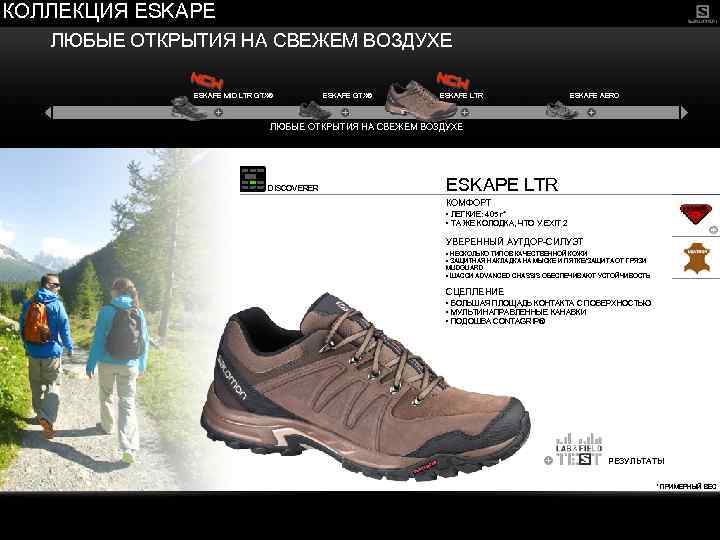 КОЛЛЕКЦИЯ ESKAPE ЛЮБЫЕ ОТКРЫТИЯ НА СВЕЖЕМ ВОЗДУХЕ ESKAPE MID LTR GTX® ESKAPE LTR ESKAPE