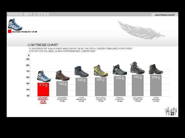 WINGS SKY 2 GTX® LIGHTNESS CHART SALOMON WINGS SKY GTX® LIGHTNESS CHART "A DECREASE