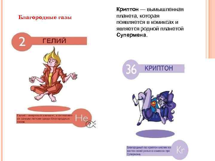 Благородные газы Криптон — вымышленная планета, которая появляется в комиксах и является родной планетой