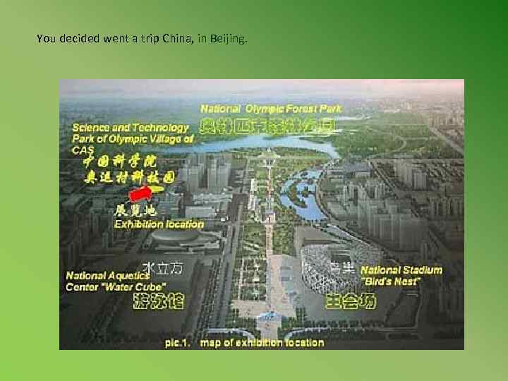 You decided went a trip China, in Beijing. 