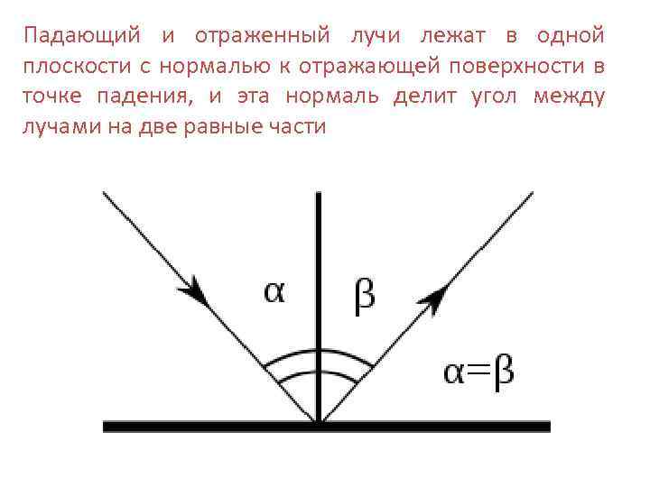 Угол падения на рисунке. Падающие и отраженные лучи. Лучи падающий и отраженный лежат в одной. Луч падающий и отраженный лежат в одной плоскости. Луч падающий Луч отраженный.