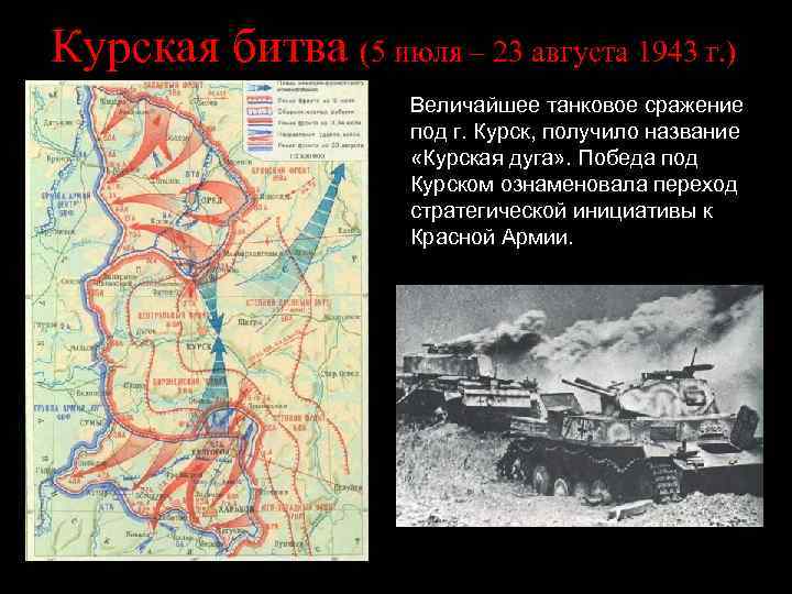 Курская битва (5 июля – 23 августа 1943 г. ) Величайшее танковое сражение под