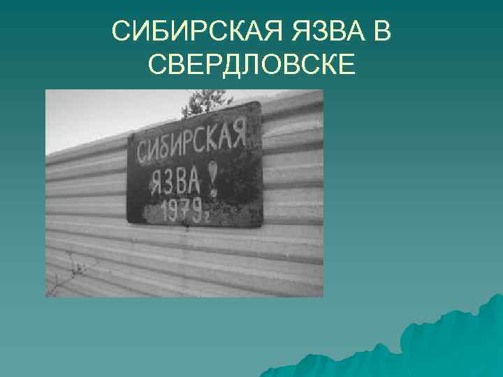 СИБИРСКАЯ ЯЗВА В СВЕРДЛОВСКЕ 