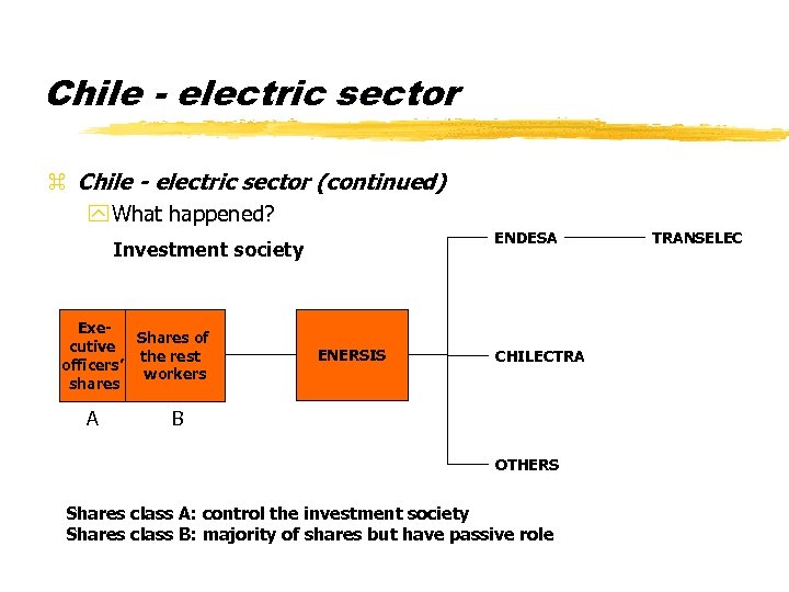 Chile - electric sector z Chile - electric sector (continued) y What happened? ENDESA