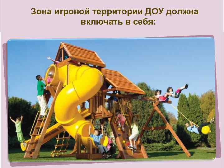 Зона игровой территории ДОУ должна включать в себя: 