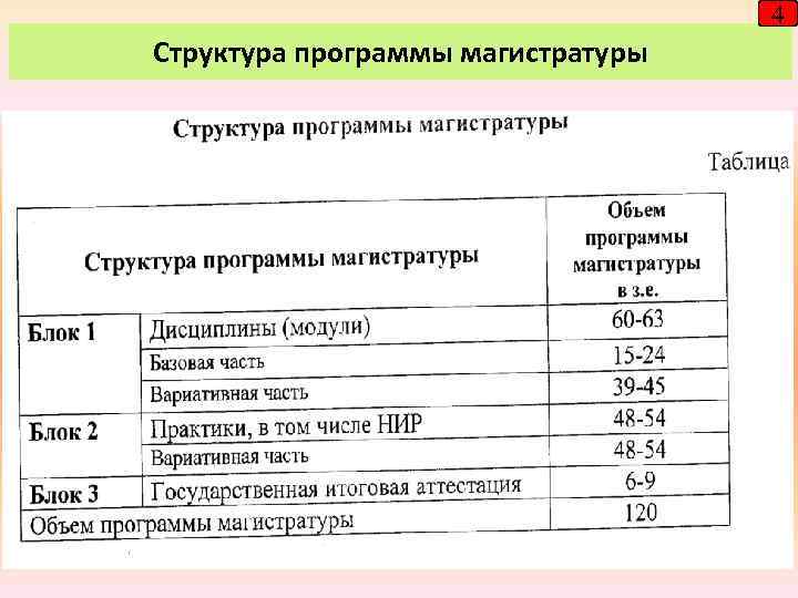 4 Структура программы магистратуры 