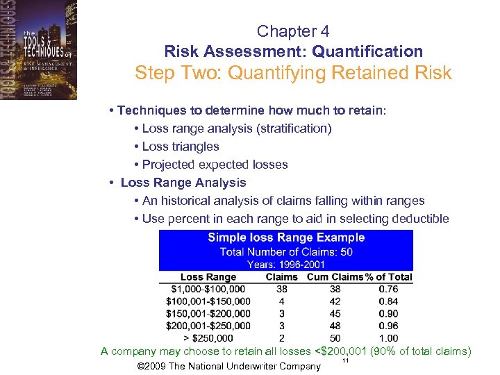 Chapter 4 Risk Assessment: Quantification Step Two: Quantifying Retained Risk • Techniques to determine