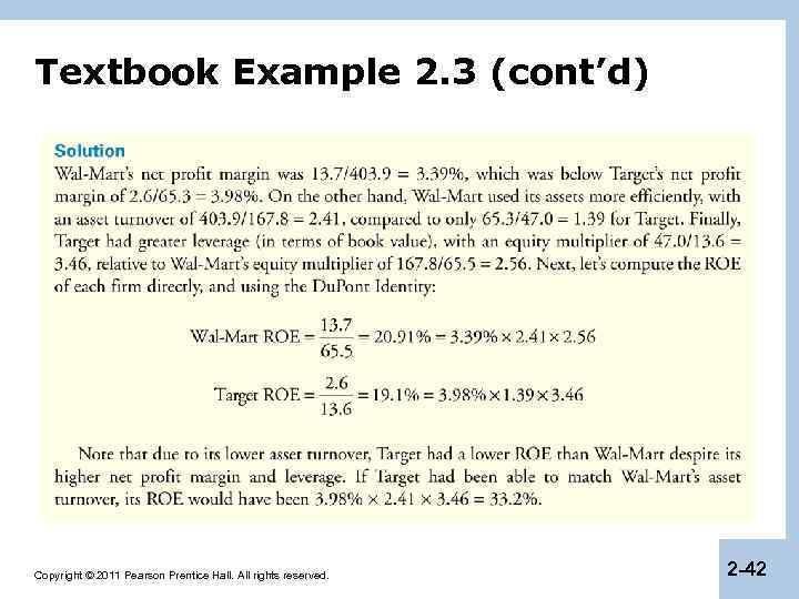 Textbook Example 2. 3 (cont’d) Copyright © 2011 Pearson Prentice Hall. All rights reserved.