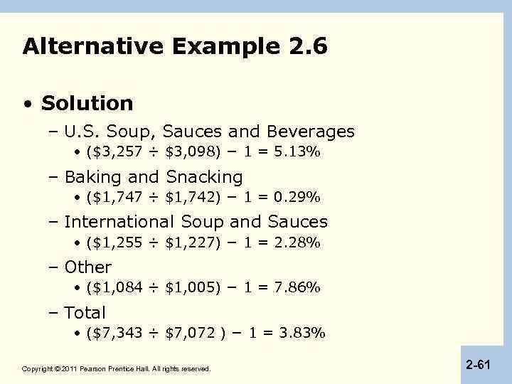 Alternative Example 2. 6 • Solution – U. S. Soup, Sauces and Beverages •