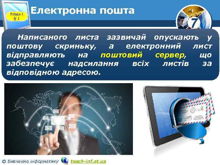 Розділ 1 § 1 Електронна пошта www. teach-inf. at. ua 7 Написаного листа зазвичай