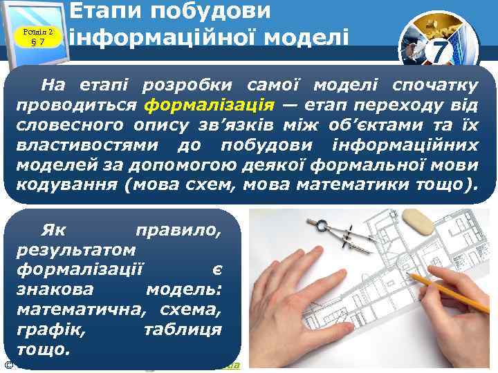 Розділ 2 § 7 Етапи побудови інформаційної моделі 7 На етапі розробки самої моделі