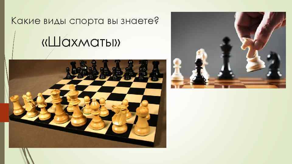 Какие виды спорта вы знаете? «Шахматы» 