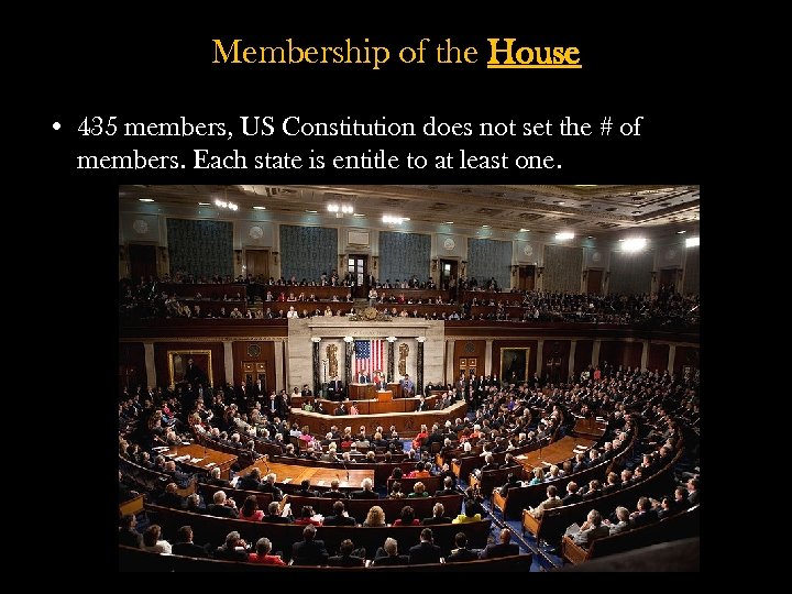 Membership of the House • 435 members, US Constitution does not set the #