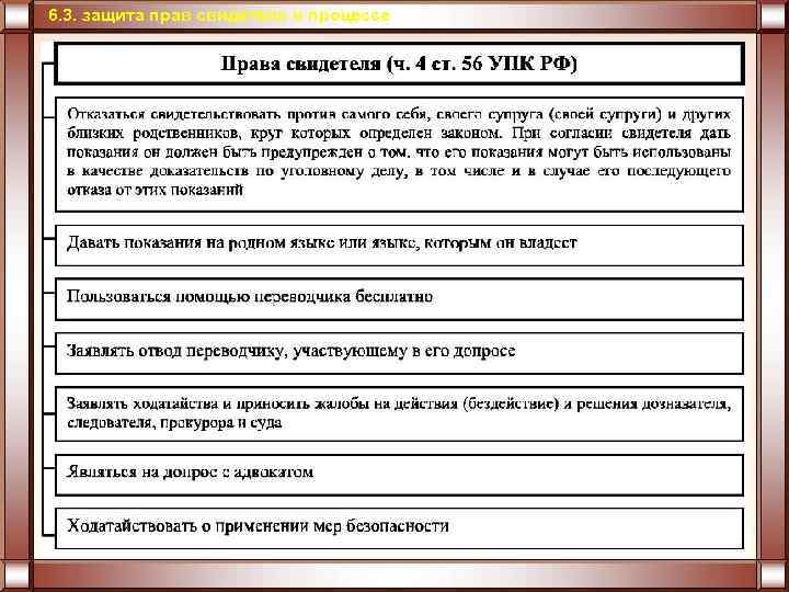 6. 3. защита прав свидетеля в процессе 