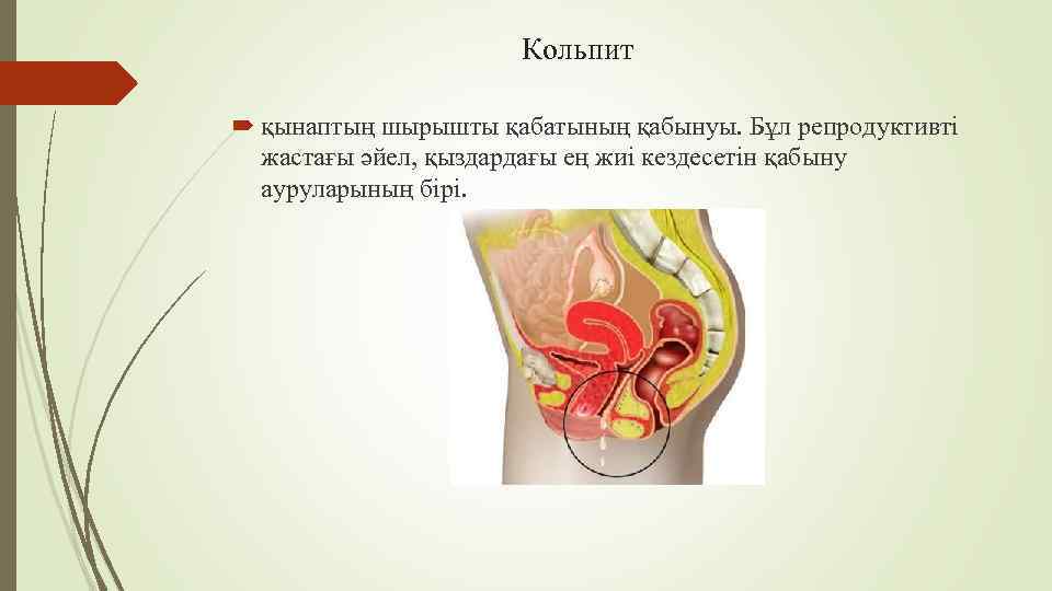 Кольпит қынаптың шырышты қабатының қабынуы. Бұл репродуктивті жастағы әйел, қыздардағы ең жиі кездесетін қабыну