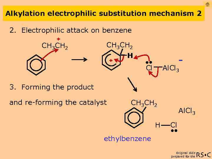 Alkylation electrophilic substitution mechanism 2 2. Electrophilic attack on benzene + CH 3 CH