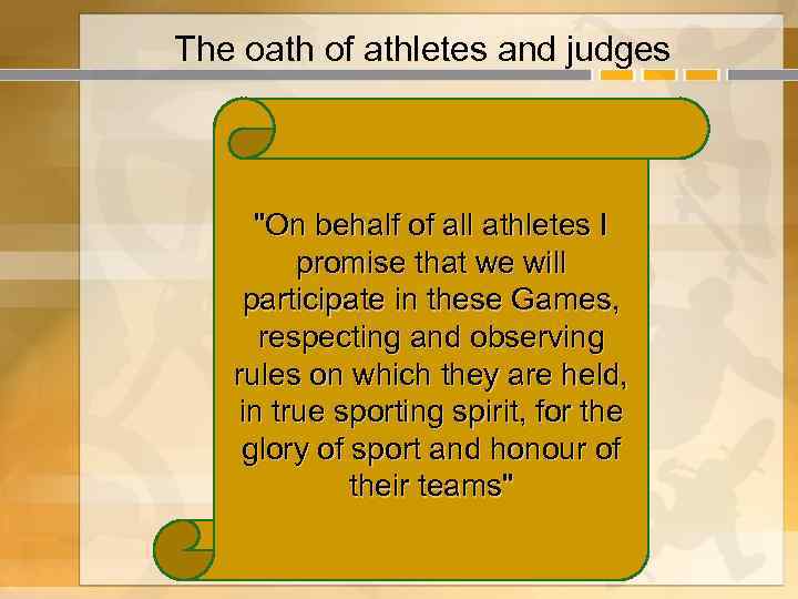 The oath of athletes and judges 