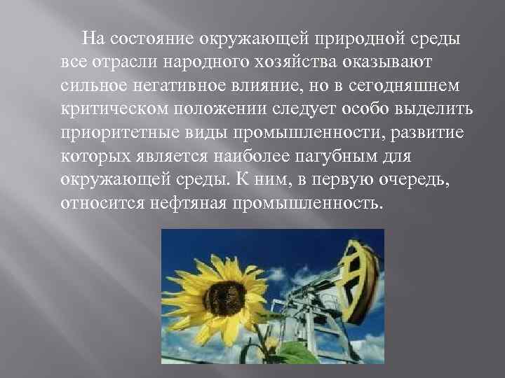 Влияние промышленности на окружающую среду презентация