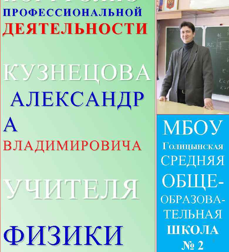 ПОРТФОЛИО ПРОФЕССИОНАЛЬНОЙ ДЕЯТЕЛЬНОСТИ КУЗНЕЦОВА АЛЕКСАНДР А МБОУ ВЛАДИМИРОВИЧА ГОЛИЦЫНСКАЯ СРЕДНЯЯ ОБЩЕ- УЧИТЕЛЯ ОБРАЗОВА- ФИЗИКИ
