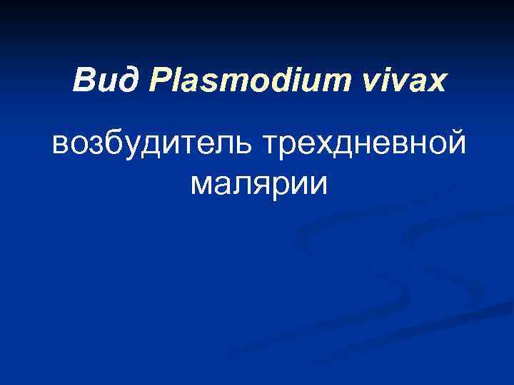 Вид Plasmodium vivax возбудитель трехдневной малярии 