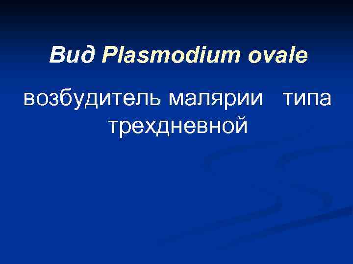 Вид Plasmodium ovale возбудитель малярии типа трехдневной 