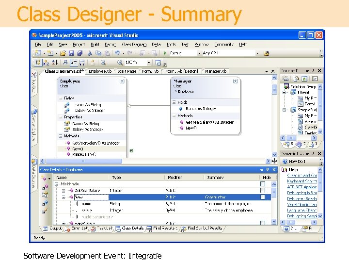 Class Designer - Summary Software Development Event: Integratie 