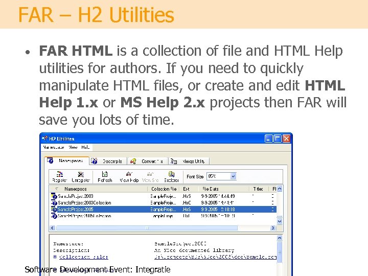 FAR – H 2 Utilities • FAR HTML is a collection of file and