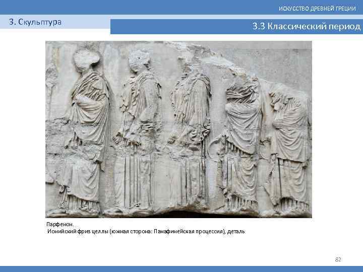 ИСКУССТВО ДРЕВНЕЙ ГРЕЦИИ 3. Скульптура 3. 3 Классический период Парфенон. Ионийский фриз целлы (южная