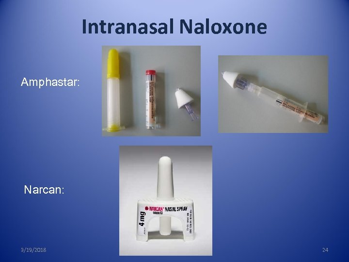 Intranasal Naloxone Amphastar: Narcan: 3/19/2018 24 