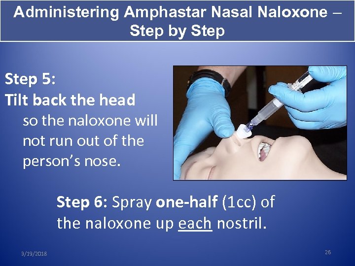 Administering Amphastar Nasal Naloxone – Step by Step 5: Tilt back the head so