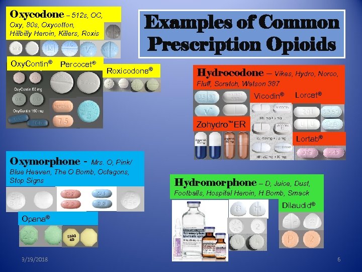 Oxycodone – 512 s, OC, Examples of Common Prescription Opioids Oxy, 80 s, Oxycotton,