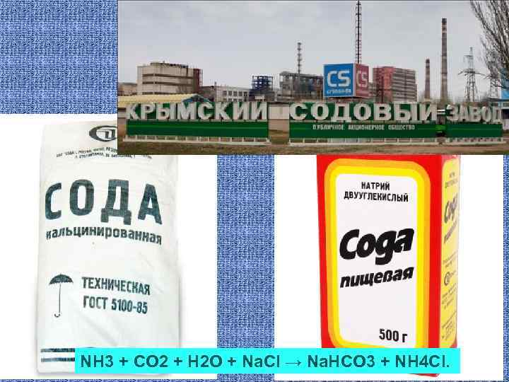 Сода + CO 2 + H 2 O + Na. Cl → Na. HCO