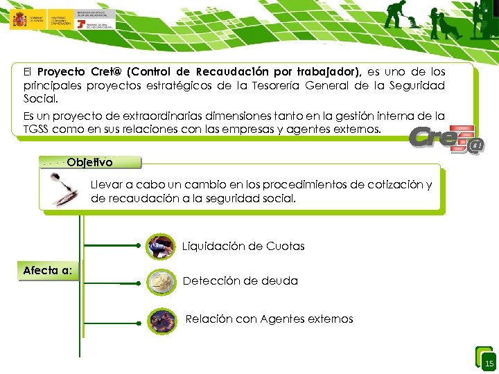 El Proyecto Cret@ (Control de Recaudación por trabajador), es uno de los principales proyectos