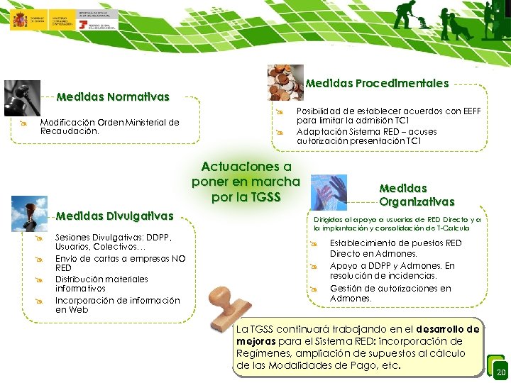 Medidas Procedimentales Medidas Normativas @ @ Modificación Orden Ministerial de Recaudación. @ Posibilidad de