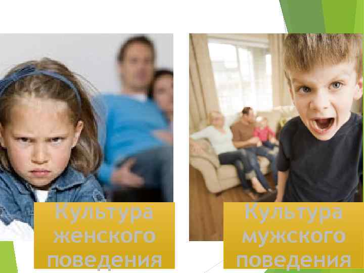 Культура женского поведения Культура мужского поведения 