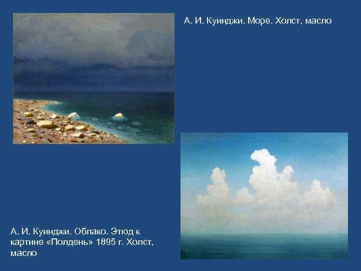 А. И. Куинджи. Море. Холст, масло А. И. Куинджи. Облако. Этюд к картине «Полдень»