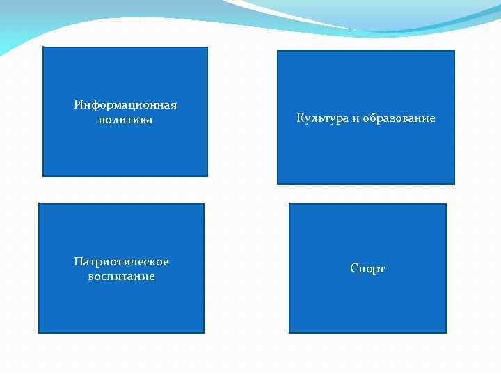 Информационная политика Патриотическое воспитание Культура и образование Спорт 